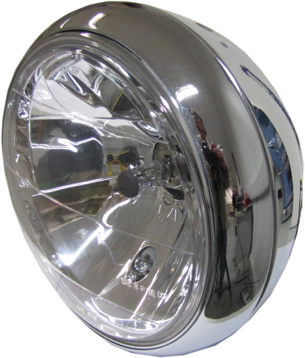 Headlight Round Chrome Bottom Mount Bowl Back 8&#034; Clear Lens