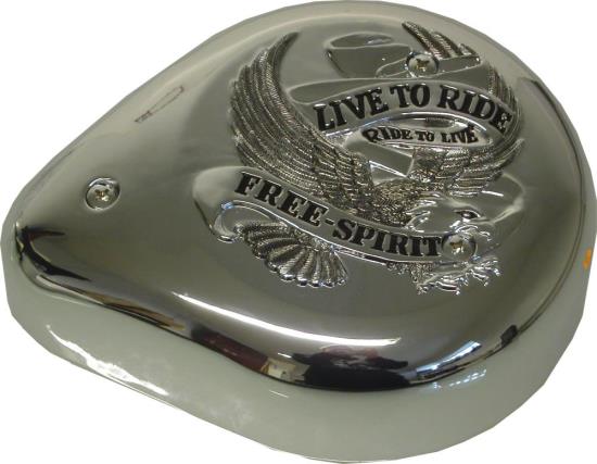Picture of Air Filter Tear Drop Chrome with Banner & Live to Ride