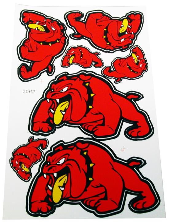 Picture of Stickers Red Bull Dog, 2 Large 2 Medium & 3 Small