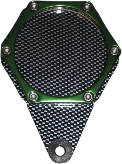 Picture of Tax Disc Holder Hexagon Carbon Look 6 Studs Green Rim