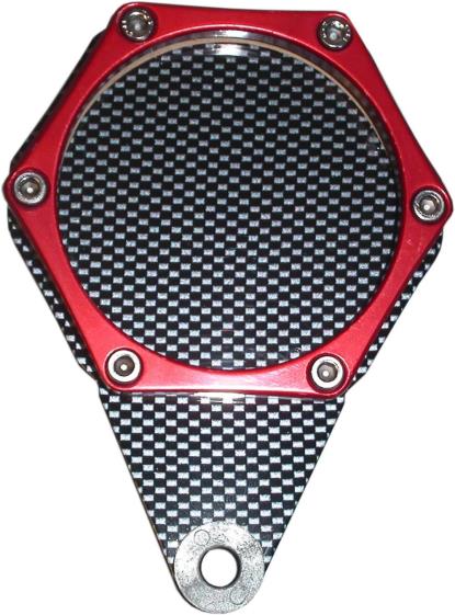 Picture of Tax Disc Holder Hexagon Carbon Look 6 Studs Red Rim