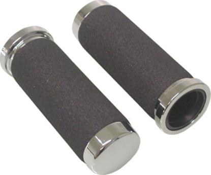 Picture of Grips Foam Black Chrome Ends to fit 1" Handlebars (Pair)
