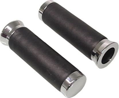 Picture of Grips Foam Black Chrome Ends to fit 1" Vespa/Lambretta Bars (Pair)