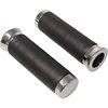 Picture of Grips Leather Black Chrome Ends to fit 7/8" bars (145mm) (Pair)