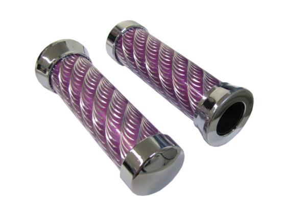 Picture of Grips Aluminium & Purple to fit 7/8'' Handlebars (Pair)