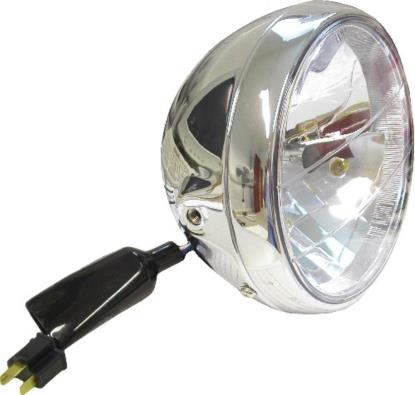 Picture of Headlight Round Chrome Complete Universal 7"Clear Glass