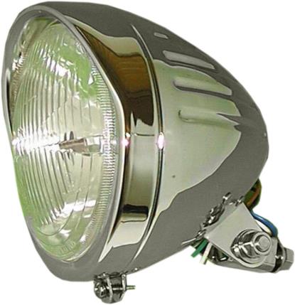 Picture of Headlight Round Chrome Bottom Mount Grooved Bates 6.5"