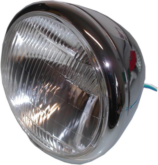 Picture of Headlight Round Chrome Bottom Mount Bates 7" No Side Light