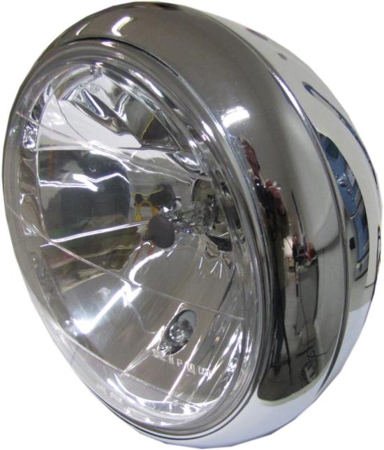 Picture of Headlight Round Chrome Bottom Mount Bowl Back 8"Clear Lens