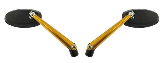 Picture of Mirrors CNC Oval with Black Head & Gold Stem 8mm or 10mm (Pair)