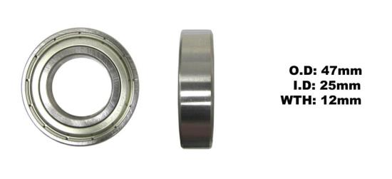 Picture of Bearing Koyo/JTEKT 6005ZZ (ID 25mm x OD 47mm x W 12mm)