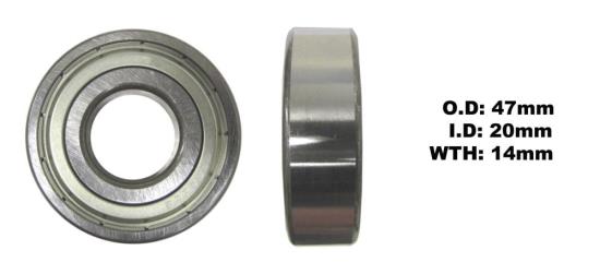 Picture of Bearing 6204Z (ID 20mm x OD 47mm x W 14mm)