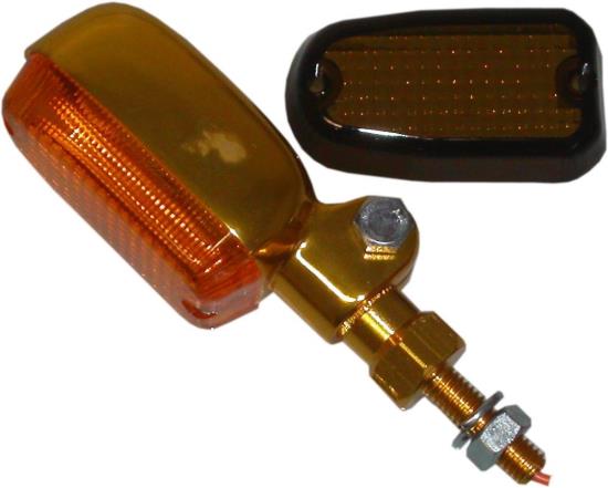 Picture of Indicator Medium Aluminium Gold Short with Amber/Smoked Lens