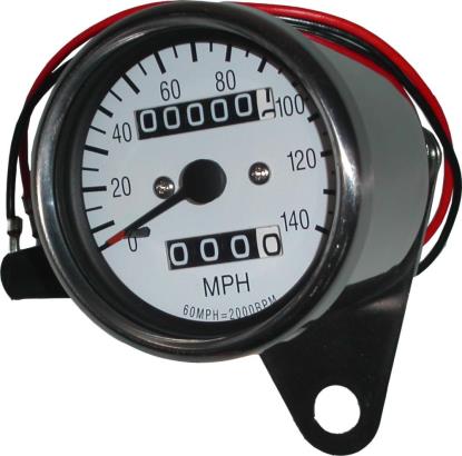 Picture of Speedo 60mm 2:1 MPH White face with Tripmeter & Chrome Body