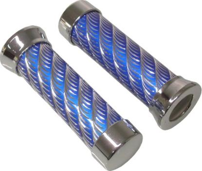 Picture of Grips Aluminium & Blue to fit 7/8"Handlebars (Pair)