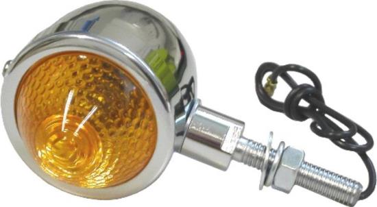 Picture of Bullet Indicator Light Chrome with Amber Lens & 1' Stem Bulb 770245