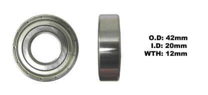 Picture of Bearing 6004ZZ (ID 20mm x OD 42mm x W 12mm)