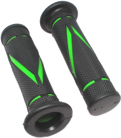 Picture of Grips Diamond Black with Green cut out to fit 7/8"H/Bars (Pair)