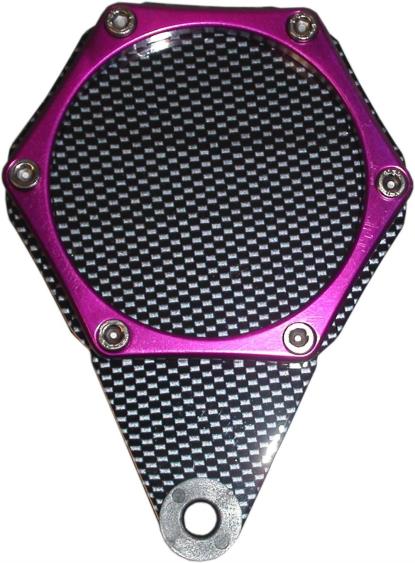Picture of Tax Disc Holder Hexagon Carbon Look 6 Studs Purple Rim
