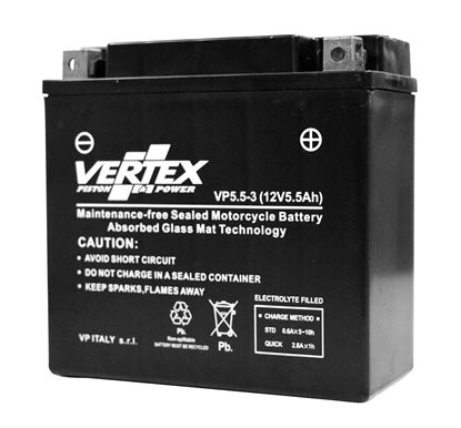 Picture of 12 Volt 12v Vertex VP5.5-3 12N5.5-3B L:135mm H:130mm W:60mm