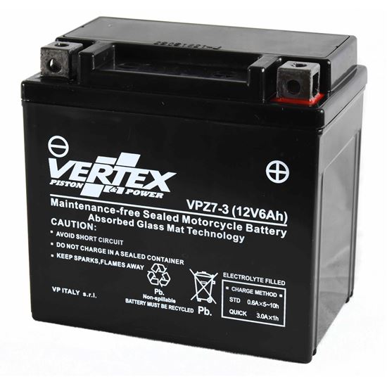 Picture of 12 Volt 12v Vertex VPZ7-3 CTZ-7S CT6B-3 L: 114mm H: 105mm W: 70mm YTZ7