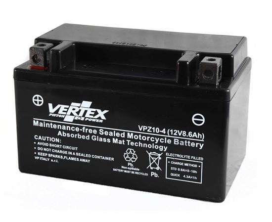 Picture of 12 Volt 12v Vertex VPZ10-4 Battery CTZ10-S L:150 H:160 W:86 REF: YTZ10