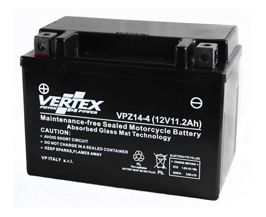 Picture of 12 Volt 12v Vertex VP14-4 Battery CTX14-BS L:156 H:146 W:87 REF: YTX14