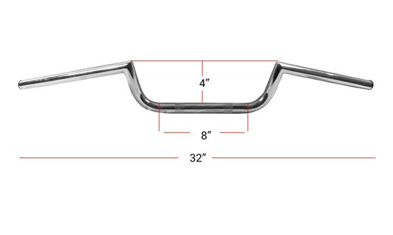 Picture of Handlebars 7/8' Chrome Ace Cafe Racer 32' Long, Rise 3.25' Ctr