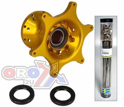 Picture of HUB FRONT GOLD KTM 00-13& STAINLESS STEELT SPOKE SET