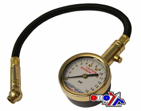 Picture of TYRE PRESSURE GAUGE 15 PSI. WITH HOSE & BLEEDER 45* TIP