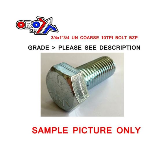 Picture of 3/4x1''3/4 UNC 10TPI BOLT BZP EACH