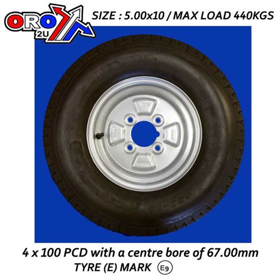 Picture of TRAILER TYRE 10x500+RIM 67mm BORE