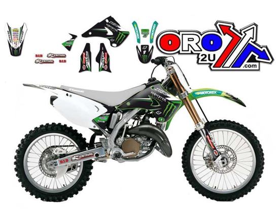 Picture of 03-08 KX125 250 MONSTER ENERGY KRT 2408R4 BLACKBIRD DECAL KIT