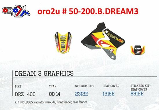 Picture of 00-14 DRZ400 DREAM 3 GRAPHIC BLACKBIRD DECAL KIT 2312E