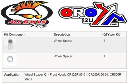 Picture of WHEEL SPACER KIT CR 96-01 ALLBALLS 11-1004 FRONT