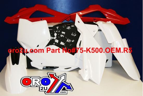 Picture of PLASTIC KIT/5 HSQ 05-07 OEM RACETECH KITHSQ-OEM-501 WHITE/RED HUSQVARNA