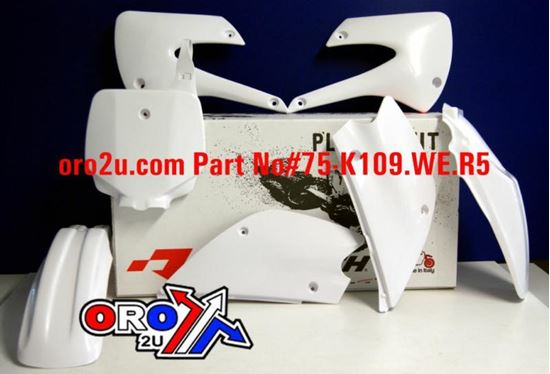 Picture of PLASTIC KIT/5 98-13 KX85 WHITE RACETECH KITKX0-BN0-507