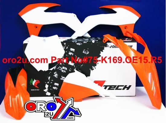 Picture of PLASTIC KIT/5 13-16 KTM SX85 OEM15 ORANGE/WHITE RACETECH KITKTM-OEM-593