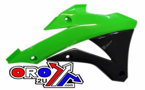 Picture of RADIATOR SCOOPS 14-16 KX85 GREEN/BLACK RACETECH CVKX0VENR14