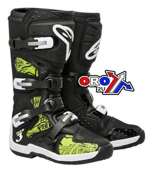 Picture of TECH-3 BLACK/GREEN/SWIRL 42 ALPINESTAR BOOTS MOTOCROSS A130716908