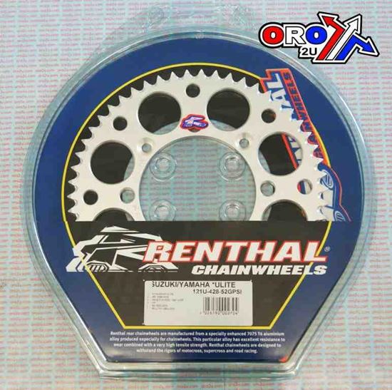 Picture of REAR SPROCKET RENTHAL 121 ULTRALITE 121U-428-52 SILVER