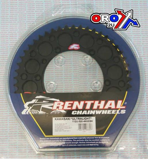 Picture of REAR SPROCKET RENTHAL KAW ULTRALITE 112-520-49 BLACK