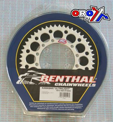 Picture of REAR SPROCKET RENTHAL 191 SILVER ULTRALITE 191-420-51