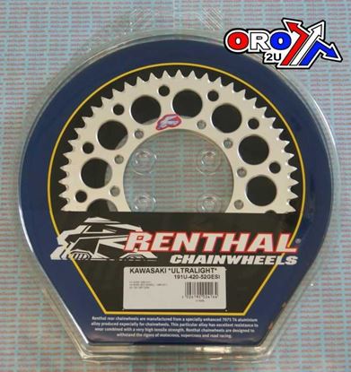 Picture of REAR SPROCKET RENTHAL 191 ULTRALITE 191-420-52 SILVER