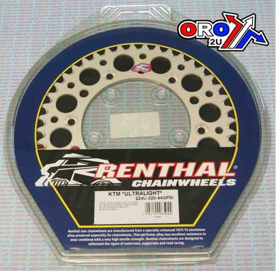 Picture of REAR SPROCKET RENTHAL KTM ULTRALITE 224-520-44 SILVER