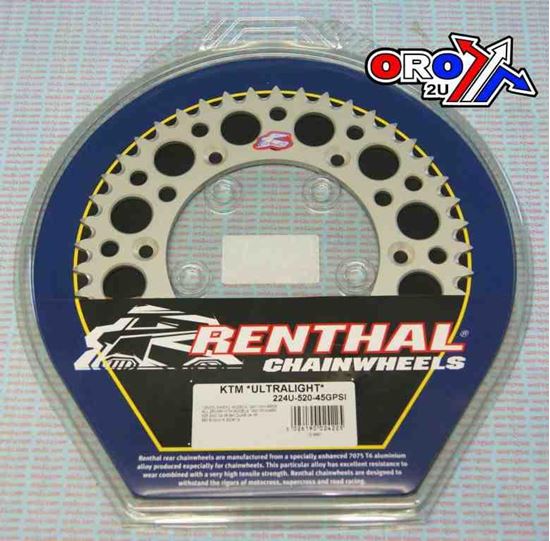 Picture of REAR SPROCKET RENTHAL KTM ULTRALITE 224-520-45 SILVER