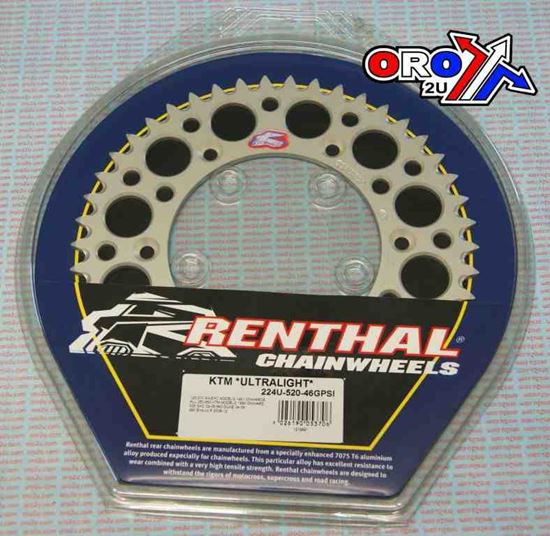 Picture of REAR SPROCKET RENTHAL KTM ULTRALITE 224-520-46 SILVER