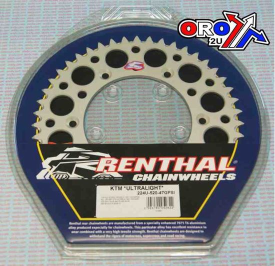 Picture of REAR SPROCKET RENTHAL KTM ULTRALITE 224-520-47 SILVER