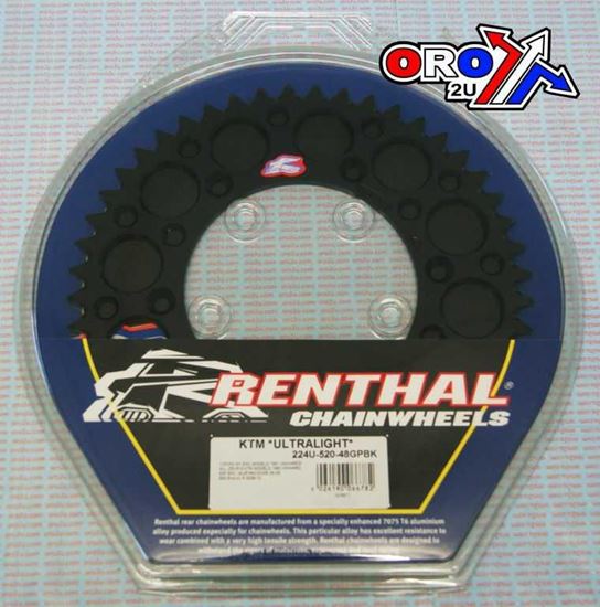 Picture of REAR SPROCKET RENTHAL KTM ULTRALITE 224-520-48 BLACK