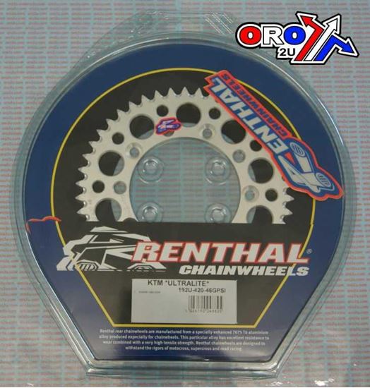 Picture of REAR SPROCKET RENTHAL 192 ULTRALITE 192-420-46 SILVER